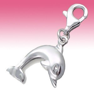 Sterling Silver 3D Jumping Dolphin Whale Fish Sea Animal Clip-On Charm Gift Box
