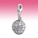 Sterling Silver 3D Sphere Earth World Globe 3.5g Ball Clip-On Charm Gift Boxed