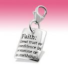 Sterling Silver FAITH Meaning Page Plate Token Plaque Sign ClipOn Charm Gift Box