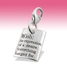 Sterling Silver WISH Meaning Page Plate Token Plaque Sign Clip-On Charm Gift Box