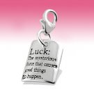 Sterling Silver LUCK Meaning Page Plate Token Plaque Sign Clip-On Charm Gift Box