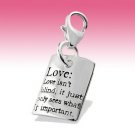 Sterling Silver LOVE Meaning Page Plate Token Plaque Sign Clip-On Charm Gift Box