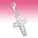 Sterling Silver Filigree Celtic Holy Cross Bracelet Big Clip-On Charm Gift Boxed