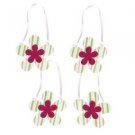 4 x Green Felt Flowers Wooden Wall Hanging Decoration