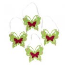 4 x Green Felt Butterfly Wooden Wall Hanging Decoration