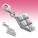 Sterling Silver LOVE CHOCOLATE 3D Like Real Bar Bracelet Clip-On Charm Gift Box
