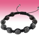 Black Crystal Iced Out Red Jasper Disco Balls Cord Shamballa Bracelet Boxed New