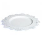 White Metal Latice Scallops T-light Candle Holder Plate