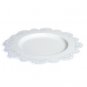 White Metal Latice Scallops T-light Candle Holder Plate