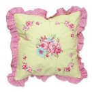 Rose Du Sud Yellow Pink Flowers Frilly Cushion Cover