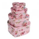 4 Vintage Valentine Decoupage Pink Heart Gift Boxes New