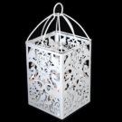Antique White Love Birds Metal Filigree Design Lantern