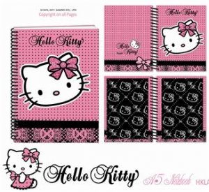 GENUINE Hello Kitty Lace Pink Black A5 Notebook Spiral Ring Book Girl Women Gift
