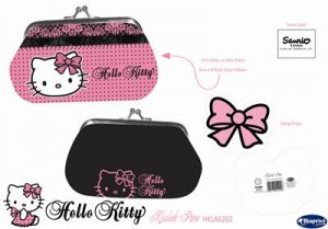 GENUINE Hello Kitty Lace Pink Black Bold Kisslock Coin Purse Girls Womens Gift