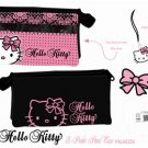 GENUINE Hello Kitty Lace Pink Black Bold 3 Zipped Pocket Pencil Case Girls Gift