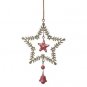 Antique Gold & Red Spotty Star Hanging Wreath Bell Christmas Tree Decoration