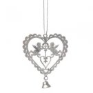 Antique Silver Heart Hanging Love Cupid Bell Xmas Christmas Tree Decoration New