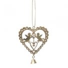 Antique Gold Heart Hanging Love Cupid & Bell Xmas Christmas Tree Decoration New