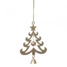 Antique Gold Matt Christmas Tree Star Hanging with Bell Xmas Decoration New