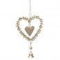 Antique Gold Glitter Heart Hanging Laurel Wreath Bell Christmas Tree Decoration