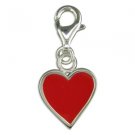 Sterling Silver Red Love Heart Clip On Bracelet Charm