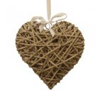 Shabby Chic Style Wicker Rattan 20cm Hanging Love Heart Ribbon Decoration Gift