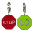 Sterling Silver Go Stop Traffic Car Road Clip On Charm