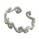 Solid Sterling Silver Swirls Scrolls Design One Size Womens Toe Ring Gift New