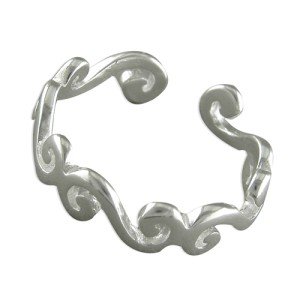 Solid Sterling Silver Swirls Scrolls Design One Size Womens Toe Ring Gift New