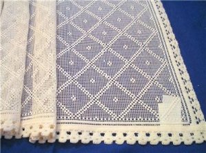 Vintage Antique Nottingham Lace Panel Cotton ECRU