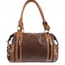 Brown and Tan Two Tone Womens Ladies Fashion Handbag with Shoulder Straps Gift