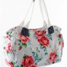 Shabby Chic Vintage Red Roses Floral Flowers White Posh Oil Cloth Ladies Handbag