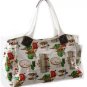Shabby Chic Vintage Red Roses Floral Flowers White Posh Oil Cloth Ladies Handbag