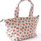 Shabby Chic Vintage Floral Orange Flowers White Posh Oil Cloth Ladies Handbag