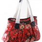 Shabby Chic Vintage Floral Red/Black Flowers Posh Oil Cloth Ladies Handbag New