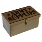 Green Vintage Retro Keepsake Metal Army Box Lockable