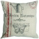 Shabby Chic French Botanical Garden "La Jardin Botanique" Cotton Cushion Cover