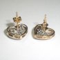 9ct Yellow Gold Heart Real 1/2 Carat 50pt Diamond Cluster Earrings Gift Box New