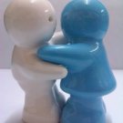 Hugging Blue Boy Girl Salt Pepper Shakers Ceramic Gift
