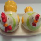 Green Spot Rooster Hen Salt Pepper Shakers Ceramic Gift