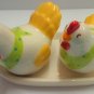 Green Spot Rooster Hen Salt Pepper Shakers Ceramic Gift