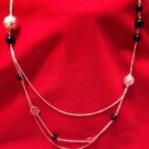 Lovely Sterling Silver 925 Black Floral Black Beads Necklet Necklace Ladies Gift