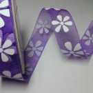 Cute Purple 15mm Organza Flowers 3.5m Craft Ribbon Reel