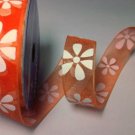 Cute Orange 15mm Organza Flowers 3.5m Craft Ribbon Reel