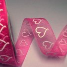 Cute Pink Organza Hearts 15mm x 3.5m Craft Ribbon Reel