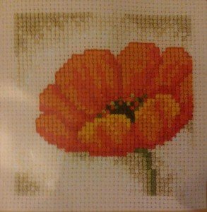 Vervaco Learn Cross Stitch Kit Poppy Flower 3.2" SALE