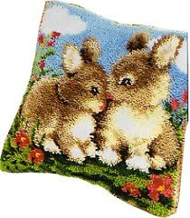 Vervaco Cushion Latch Hook Kit 16" x 16" Bunnies SALE