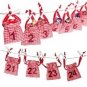 Red Gingham Advent Christmas Calendar Hanging Numbered Pouches Sacks & Pegs