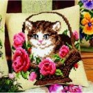 Vervaco Cushion Cross Stitch Kitten Basket of Roses Kit