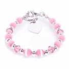 My First Bracelet Swarovski Crystal ~ Pink cat's eye beads